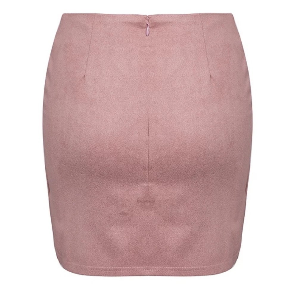 Last Lβ’ Suede Wrap Tie Mini Skirt Dusty Pink - Picture 6 of 6